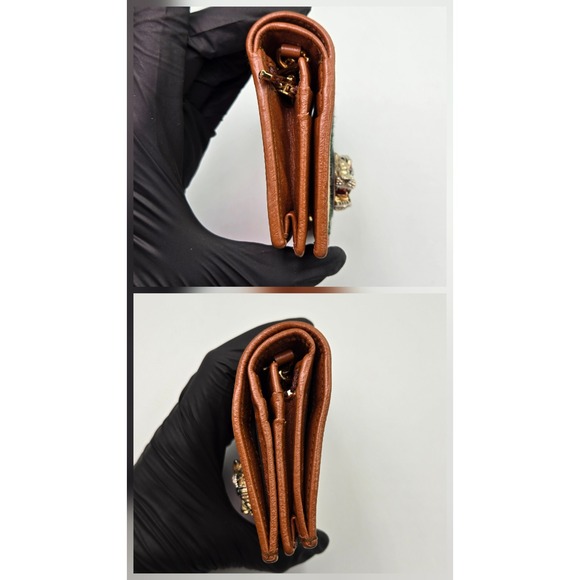 Gucci‎ Tiger Head Wallet on Chain Beige Canvas Brown Leather Gold Chain - Picture 8 of 10